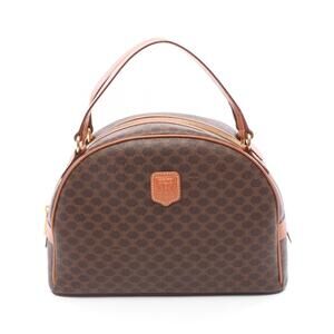 Celine Macadam Handbag Canvas Leather Brown